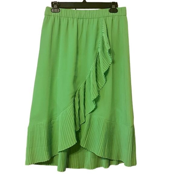 NWT J. Crew Green Tulip Hem Skirt with Pleated Ruffle Size Small S 📦 - Picture 3 of 13